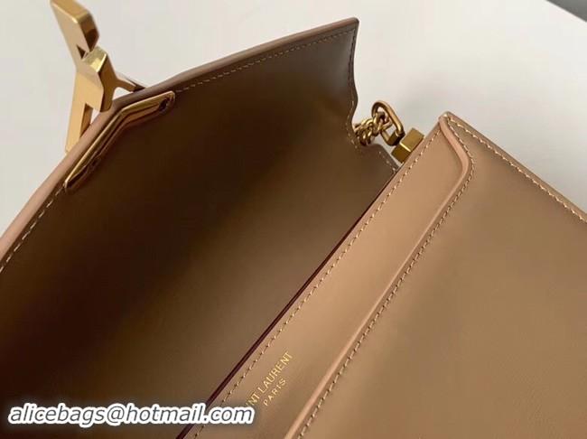 Good Looking SAINT LAURENT Cassandra leather shoulder bag 532750 Camel