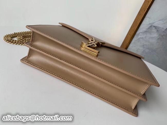 Good Looking SAINT LAURENT Cassandra leather shoulder bag 532750 Camel