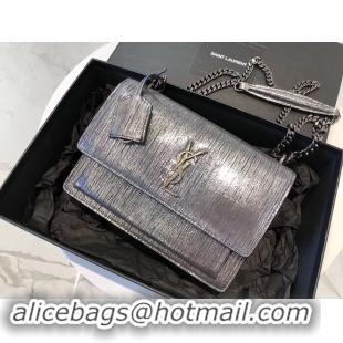 Durable SAINT LAURENT Monogram Sunset medium Silver Wire cross-body Bag 442906 Silver