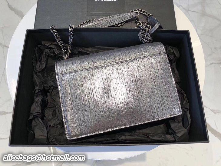 Durable SAINT LAURENT Monogram Sunset medium Silver Wire cross-body Bag 442906 Silver