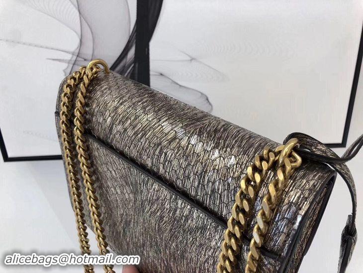 Best Product SAINT LAURENT Monogram Sunset medium Snake Leather cross-body Bag 442906 Gold