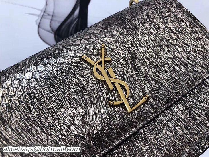 Best Product SAINT LAURENT Monogram Sunset medium Snake Leather cross-body Bag 442906 Gold