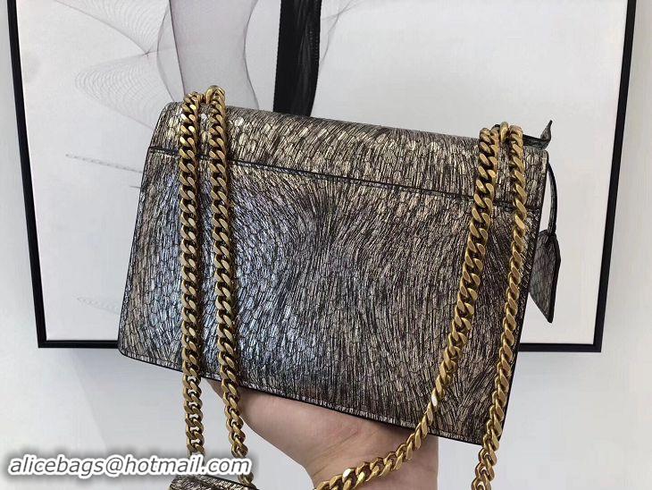 Best Product SAINT LAURENT Monogram Sunset medium Snake Leather cross-body Bag 442906 Gold