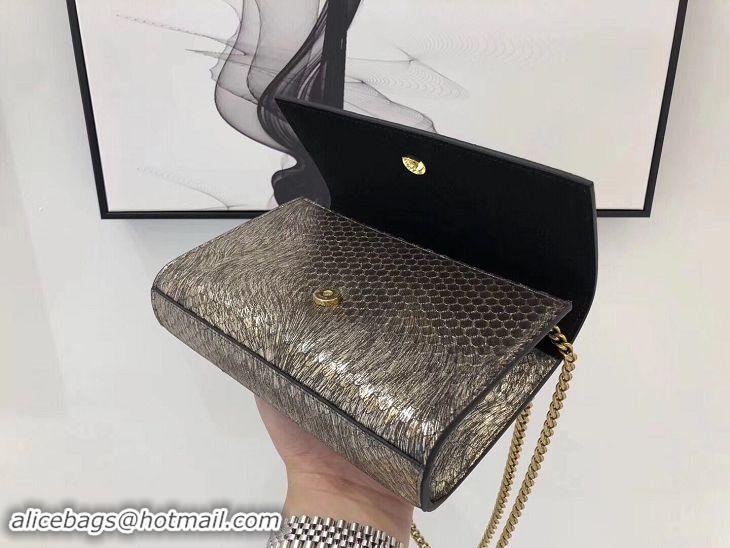 Unique Style SAINT LAURENT Kate Snake Leather croc-embossed Shoulder Bag 474366 Gold