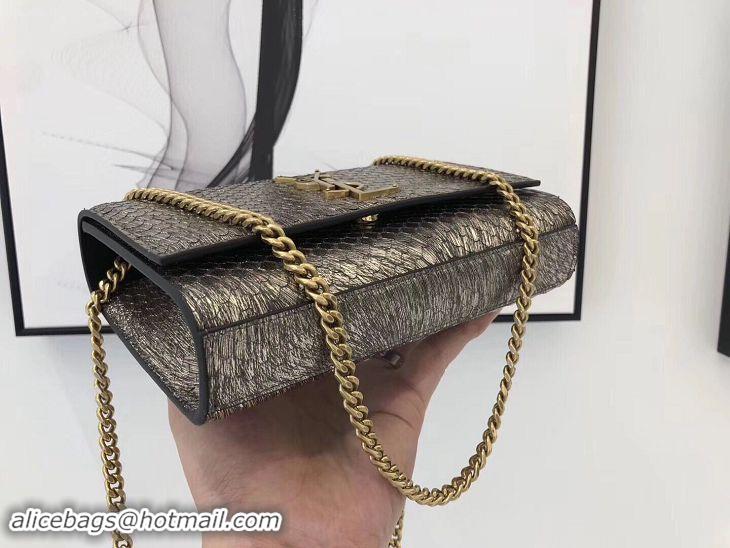 Unique Style SAINT LAURENT Kate Snake Leather croc-embossed Shoulder Bag 474366 Gold