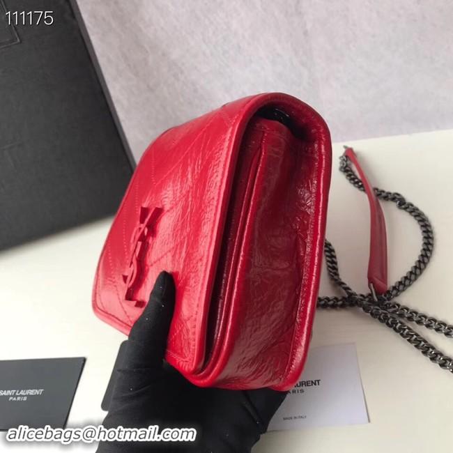 Lowest Cost SAINT LAURENT Niki Mini leather shoulder bag 03743 red