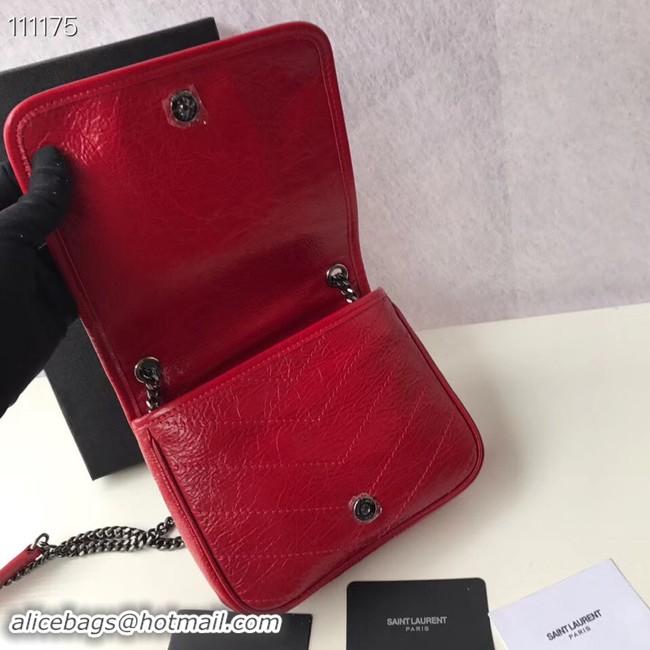 Lowest Cost SAINT LAURENT Niki Mini leather shoulder bag 03743 red