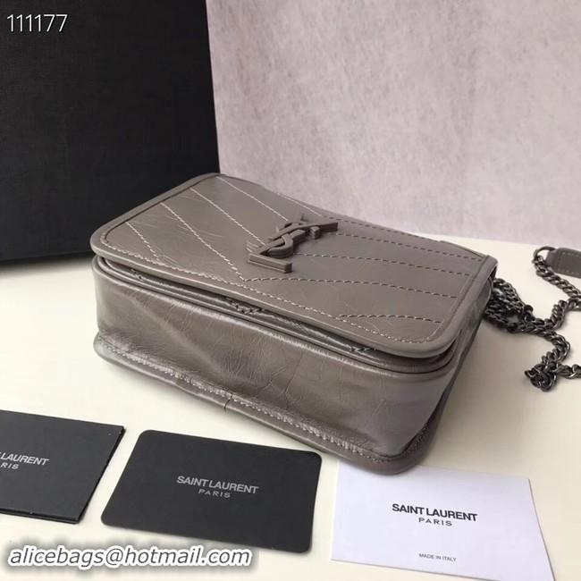 Top Quality SAINT LAURENT Niki Mini leather shoulder bag 03743 grey