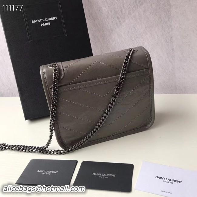 Top Quality SAINT LAURENT Niki Mini leather shoulder bag 03743 grey