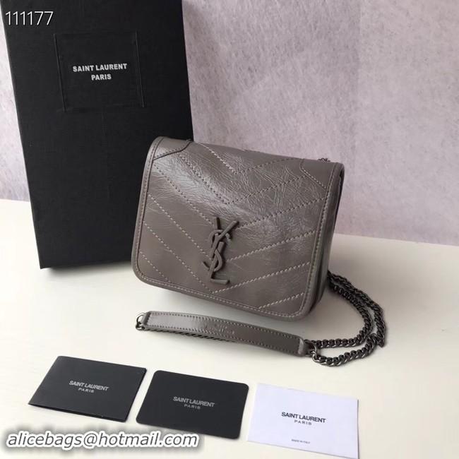 Top Quality SAINT LAURENT Niki Mini leather shoulder bag 03743 grey