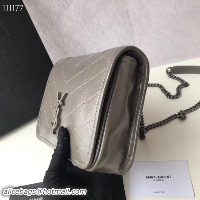 Top Quality SAINT LAURENT Niki Mini leather shoulder bag 03743 grey