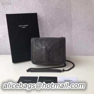 Fashion SAINT LAURENT Niki Mini leather shoulder bag 03743 dark grey