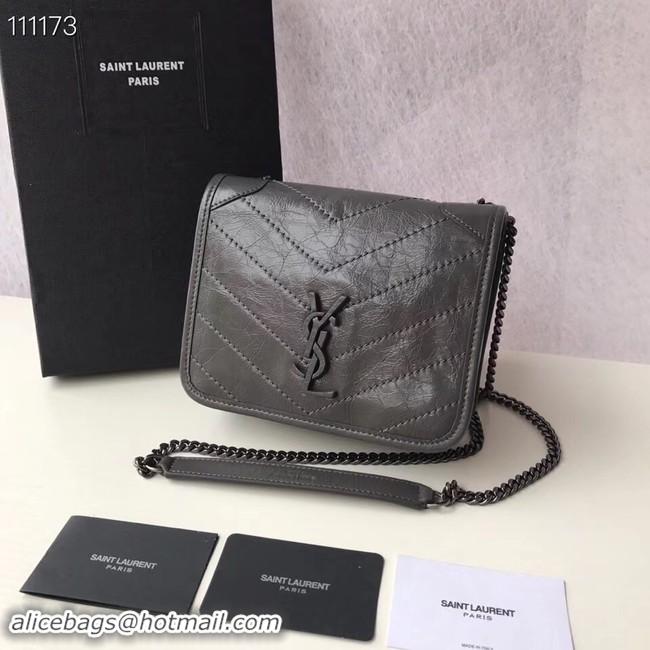 Fashion SAINT LAURENT Niki Mini leather shoulder bag 03743 dark grey