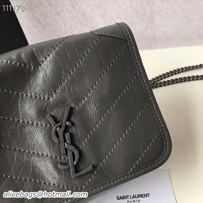 Fashion SAINT LAURENT Niki Mini leather shoulder bag 03743 dark grey