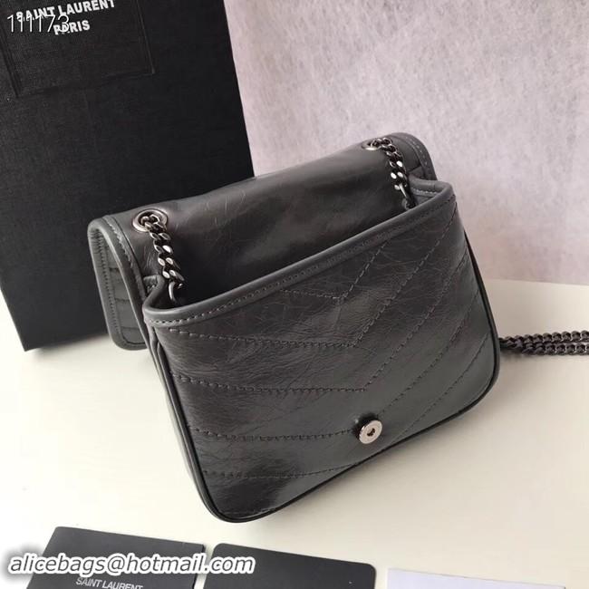 Fashion SAINT LAURENT Niki Mini leather shoulder bag 03743 dark grey