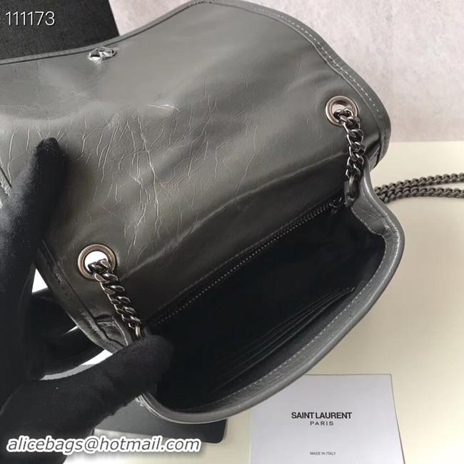 Fashion SAINT LAURENT Niki Mini leather shoulder bag 03743 dark grey