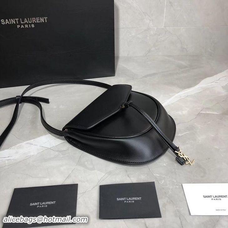 Crafted Yves Saint Laurent Cow Leather Shoulder Bag Y551559 Black