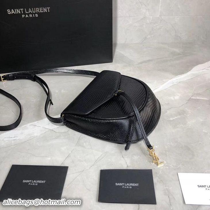 Best Price Yves Saint Laurent Lizard Leather Shoulder Bag Y551559 Black