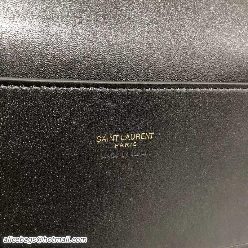 Best Grade Yves Saint Laurent Double Skin Use Original Leather Shoulder Bag Y553804 Black