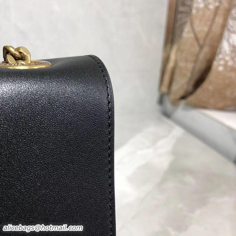 Best Grade Yves Saint Laurent Double Skin Use Original Leather Shoulder Bag Y553804 Black