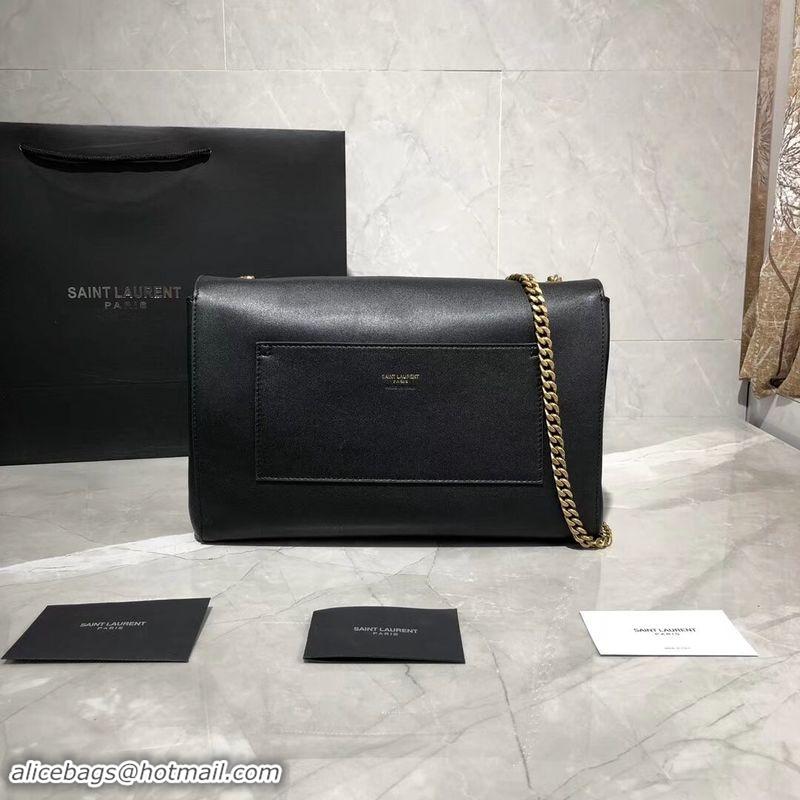 Best Grade Yves Saint Laurent Double Skin Use Original Leather Shoulder Bag Y553804 Black