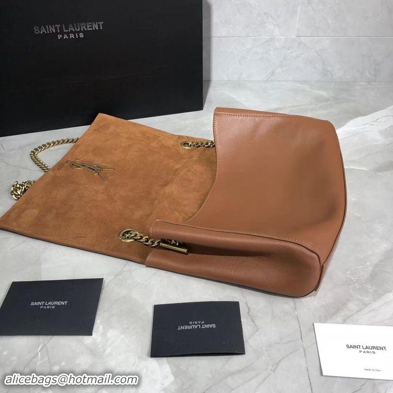 Pretty Style Yves Saint Laurent Double Skin Use Original Leather Shoulder Bag Y553804 Brown