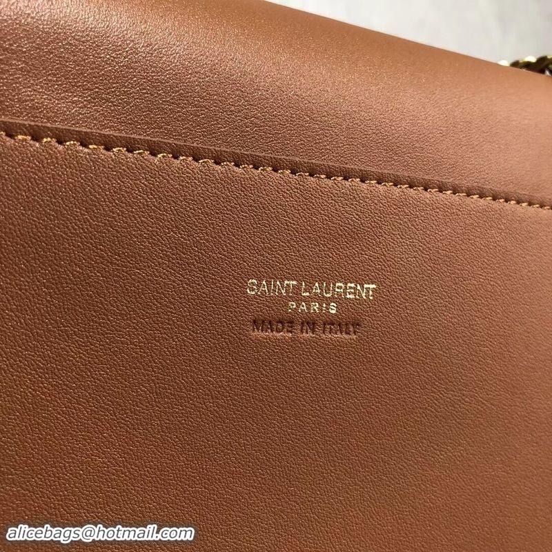 Pretty Style Yves Saint Laurent Double Skin Use Original Leather Shoulder Bag Y553804 Brown