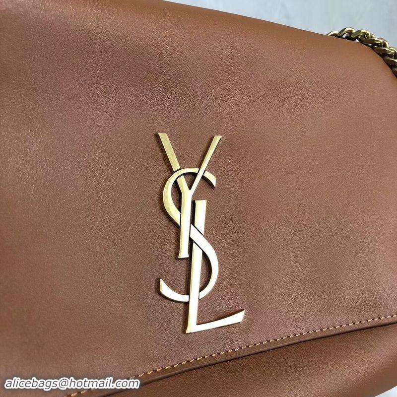 Pretty Style Yves Saint Laurent Double Skin Use Original Leather Shoulder Bag Y553804 Brown