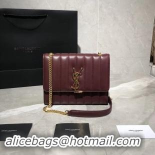 Grade Quality Yves Saint Laurent Sheepskin Original Leather Shoulder Bag Y554125 Wine