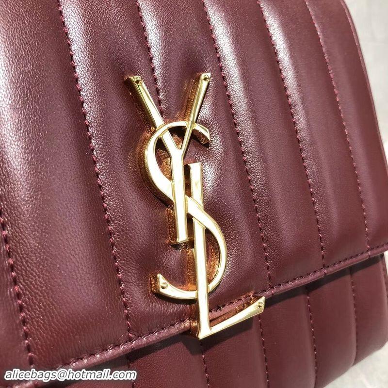 Grade Quality Yves Saint Laurent Sheepskin Original Leather Shoulder Bag Y554125 Wine