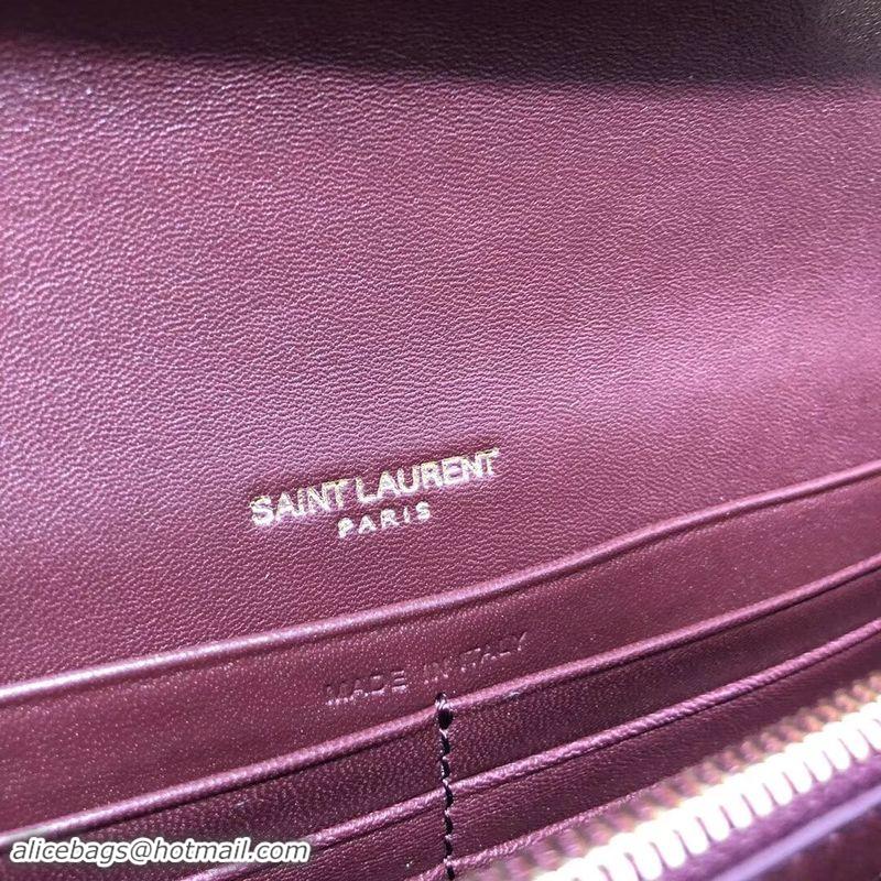 Grade Quality Yves Saint Laurent Sheepskin Original Leather Shoulder Bag Y554125 Wine