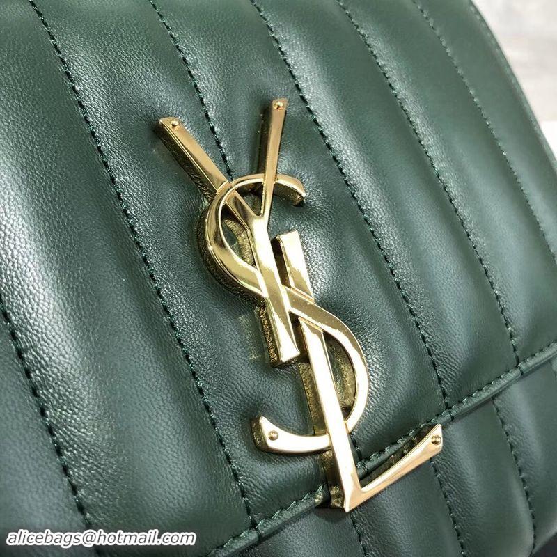 Trendy Design Yves Saint Laurent Sheepskin Original Leather Shoulder Bag Y554125 Green