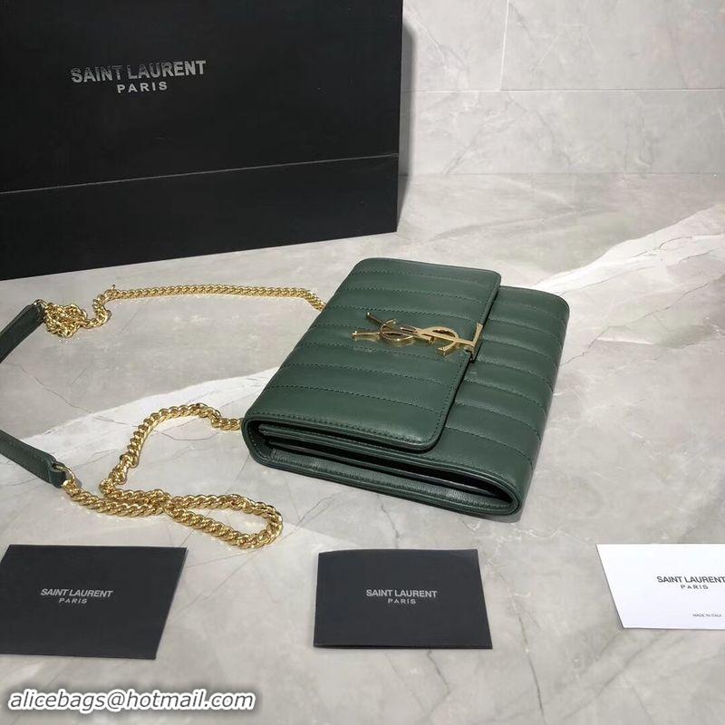 Trendy Design Yves Saint Laurent Sheepskin Original Leather Shoulder Bag Y554125 Green