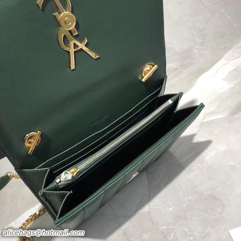 Trendy Design Yves Saint Laurent Sheepskin Original Leather Shoulder Bag Y554125 Green