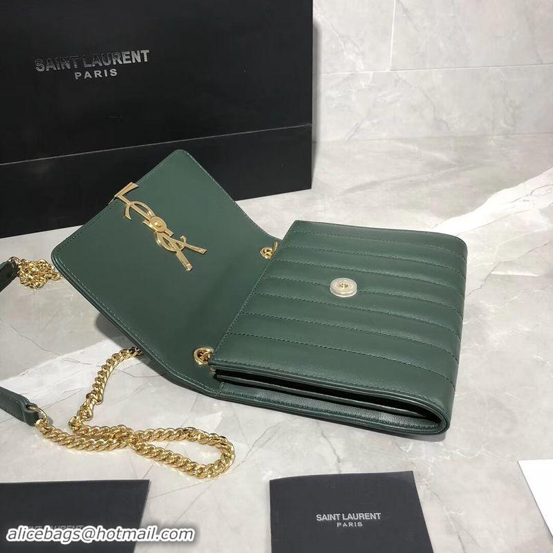 Trendy Design Yves Saint Laurent Sheepskin Original Leather Shoulder Bag Y554125 Green