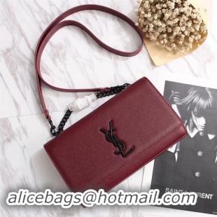 Best Price SAINT LAURENT Monogram Kate leather tote cross-body bag 26806 Burgundy