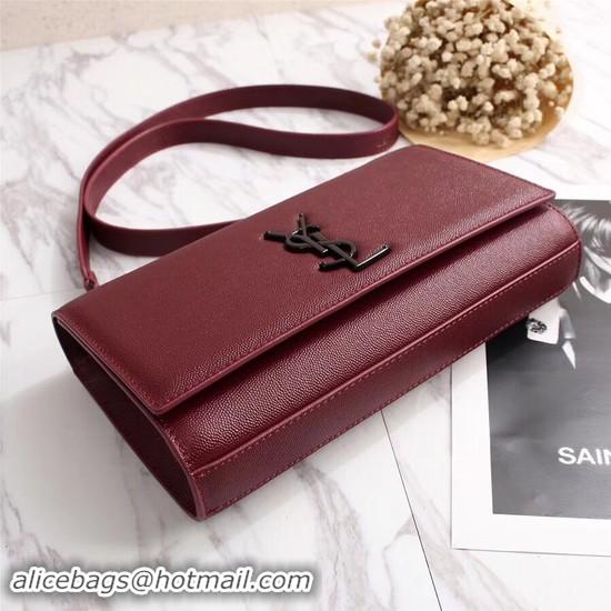 Best Price SAINT LAURENT Monogram Kate leather tote cross-body bag 26806 Burgundy