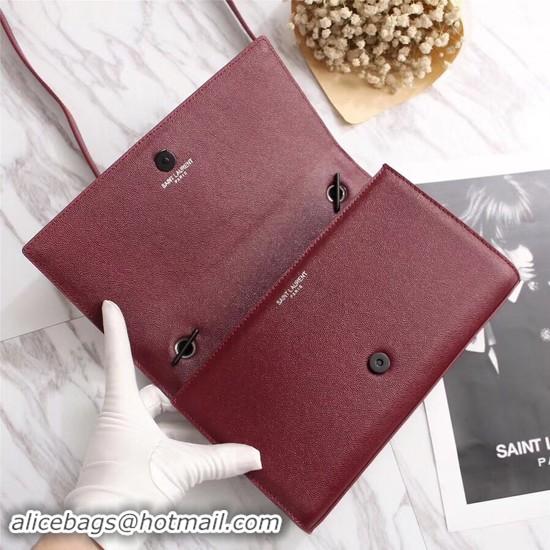 Best Price SAINT LAURENT Monogram Kate leather tote cross-body bag 26806 Burgundy