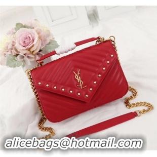 Fashion Saint Laurent small quilted leather satchel 26603 red