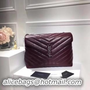 Crafted SAINT LAURENT Loulou Monogram medium quilted leather shoulder bag 74558 Wine