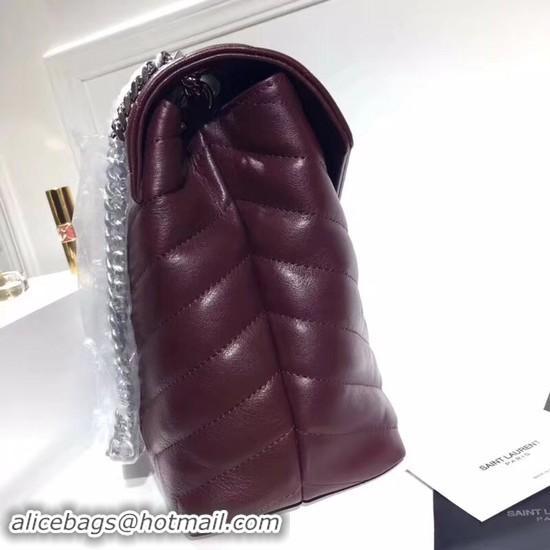 Crafted SAINT LAURENT Loulou Monogram medium quilted leather shoulder bag 74558 Wine