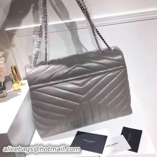 Top Grade SAINT LAURENT Loulou Monogram medium quilted leather shoulder bag 74558 grey