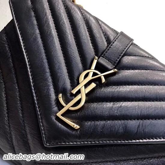 Fashion SAINT LAURENT Monogram College small quilted leather shoulder bag 5809 black