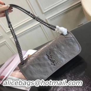 Best Product SAINT LAURENT Niki monogram small leather shoulder bag 504866 grey