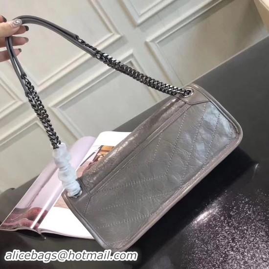 Best Product SAINT LAURENT Niki monogram small leather shoulder bag 504866 grey