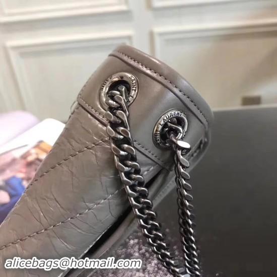 Best Product SAINT LAURENT Niki monogram small leather shoulder bag 504866 grey