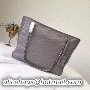 Top Design Yves Saint Laurent Original Calfskin Leather NIKI SHOPPING BAG 5569 grey