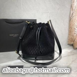 Discounts Yves Saint Laurent Black Matte Leather Bucket Bag Y568606 Black