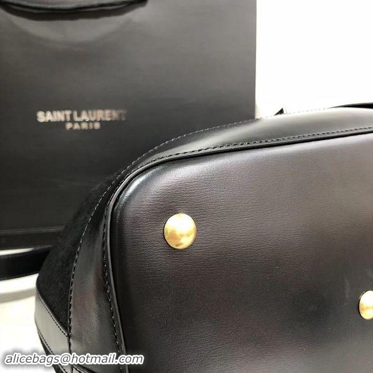 Discounts Yves Saint Laurent Black Matte Leather Bucket Bag Y568606 Black