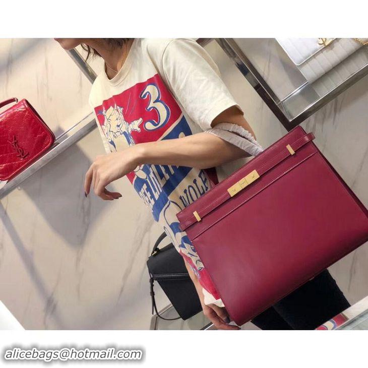 Discount Yves Saint Laurent Top Handle Bag Original Leather Y568702 Red